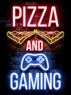 Neon Gamingplakat - Pizza and gaming