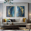 2 Blue Painting Gold Leaf Fish - Plakatbar.no