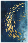 2 Blue Painting Gold Leaf Fish - Plakatbar.no