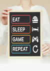 Eat-sleep-game-repeat - Plakatbar.no