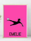 Fotballplakat med eget navn - rosa - Plakatbar.no