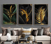 Luxury Black & Gold Leaves - 3 interiørmotiv - Plakatbar.no