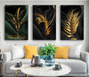 Luxury Black & Gold Leaves - 3 interiørmotiv - Plakatbar.no