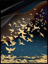 Luxury gold foil Abstract - Birds, Trees, Butterfly & Moon - Plakatbar.no