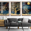 Luxury gold foil Abstract - Birds, Trees, Butterfly & Moon - Plakatbar.no