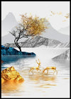 Luxury Golden Landscape Painting - 3 interiørmotiv - Plakatbar.no