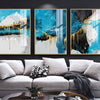 Nordic Art blue & gold foil- 3 interiørmotiv - Plakatbar.no